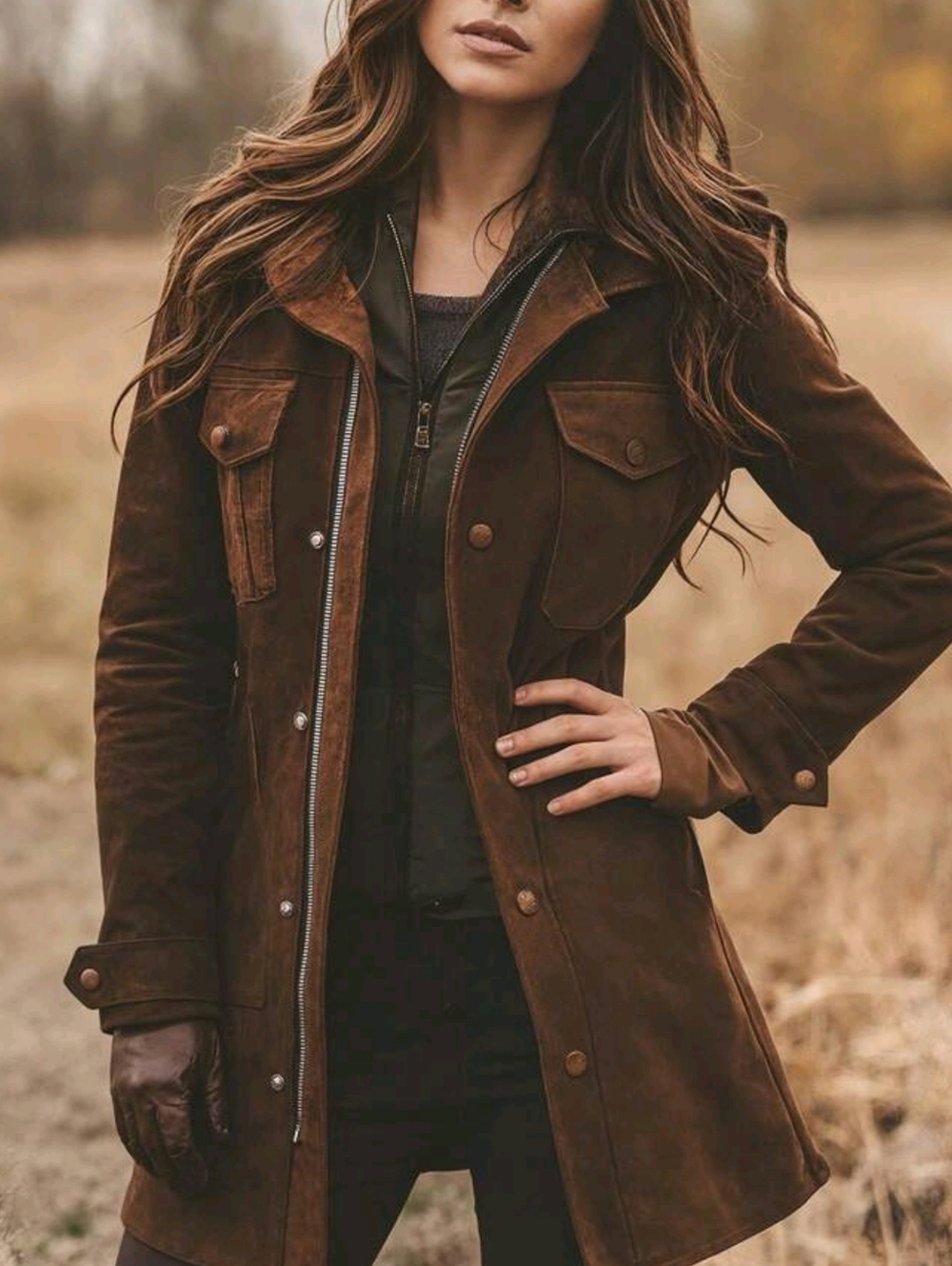 This New Women's Retro-Style Elegant Suede Casual Jacket - Picture 2 of 5